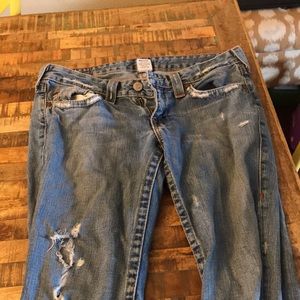 Two pairs of designer jeans, true religion/Hudson